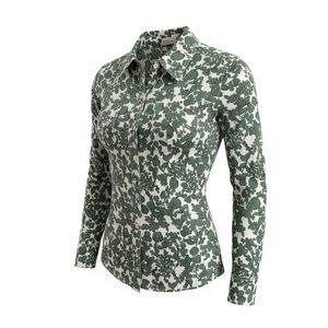 Tory Burch✨ Green Floral Button Down Shirt | Utility Pocket Cotton Blouse